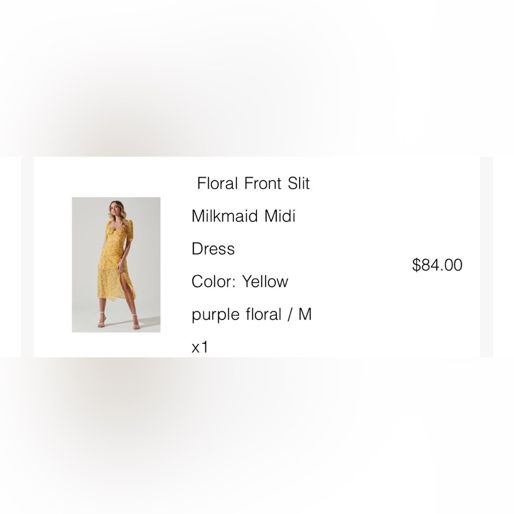 Astr Yellow Floral Midi Dress with Puff Sleeves - Picture 3 of 7